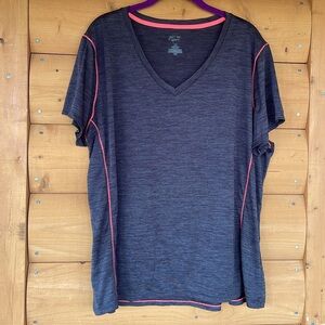 Just Be Sport Quick Dry Contrast stitch activewear short sleeve top Plus Size 3X